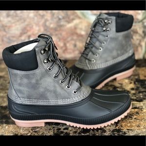 TOMMY HILFIGER Mens Gray Color Block Cushioned Collar Waterproof Padded Colins 2 Round Toe Lace-Up Duck Boots M main image 1